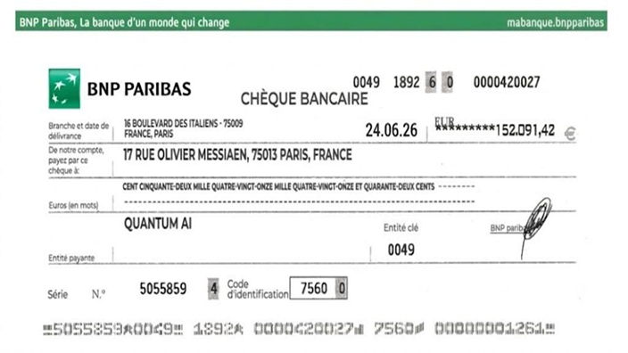 Chèque BNP Paribas Quantum AI